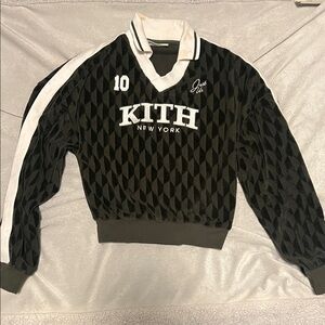 Kith Green and White Suede Geometric Pullover